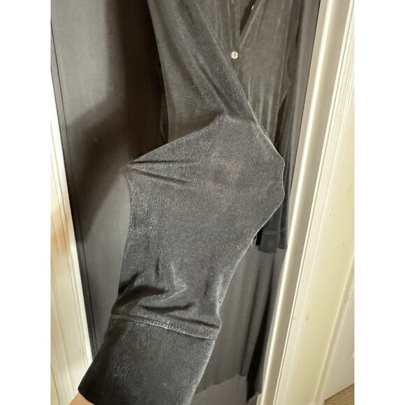 Zenergy Chicos Snap Button Black Velvet Shacket Sheer Damask Whimsigoth 1 Fairy - Picture 3 of 9